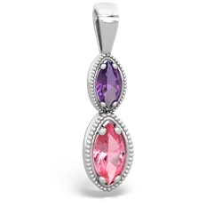 Amethyst Antique-Style Halo 14K White Gold pendant P5700