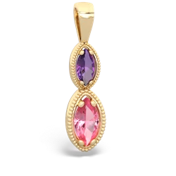 Amethyst Antique-Style Halo 14K Yellow Gold pendant P5700