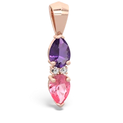 Amethyst Bowtie Drop 14K Rose Gold pendant P0865