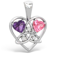 Amethyst Celtic Trinity Heart 14K White Gold pendant P5331