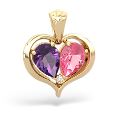 Amethyst Two Become One 14K Yellow Gold pendant P5330