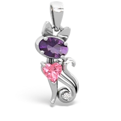 Amethyst Kitten 14K White Gold pendant P5780