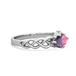 Amethyst Heart To Heart Braid 14K White Gold ring R5870