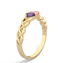 Amethyst Heart To Heart Braid 14K Yellow Gold ring R5870