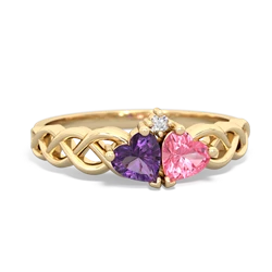 Amethyst Heart To Heart Braid 14K Yellow Gold ring R5870