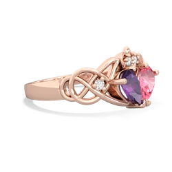 Amethyst 'One Heart' Celtic Knot Claddagh 14K Rose Gold ring R5322