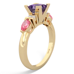 Amethyst 6Mm Princess Eternal Embrace Engagement 14K Yellow Gold ring C2002