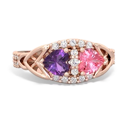 Amethyst Sparkling Celtic Knot 14K Rose Gold ring R2645