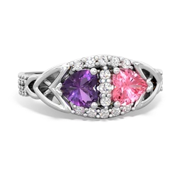 Amethyst Sparkling Celtic Knot 14K White Gold ring R2645