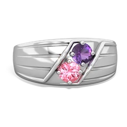 Amethyst Men's Streamline 14K White Gold ring R0460