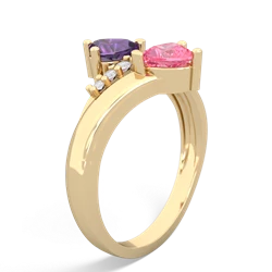 Amethyst Heart To Heart 14K Yellow Gold ring R2064