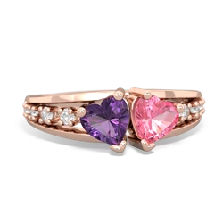 Amethyst Heart To Heart 14K Rose Gold ring R3342