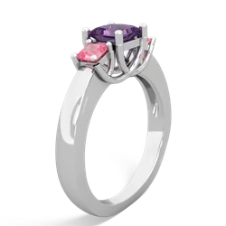 Amethyst Three Stone Trellis 14K White Gold ring R4015