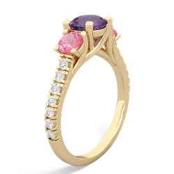 Amethyst Pave Trellis 14K Yellow Gold ring R5500