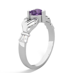 Amethyst Claddagh 14K White Gold ring R2370