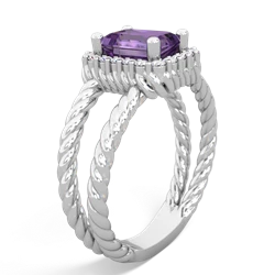 Amethyst Rope Split Band 14K White Gold ring R2628