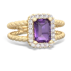 Amethyst Rope Split Band 14K Yellow Gold ring R2628