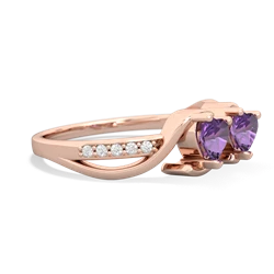 Amethyst Side By Side 14K Rose Gold ring R3090