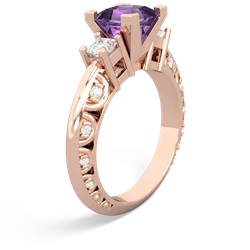 Amethyst Art Deco Diamond Engagement 6Mm Princess 14K Rose Gold ring R2001