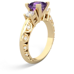 Amethyst Art Deco Diamond Engagement 6Mm Princess 14K Yellow Gold ring R2001