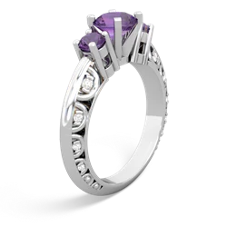 Amethyst Art Deco Eternal Embrace Engagement 14K White Gold ring C2003