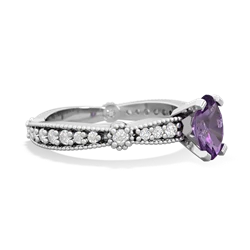 Amethyst Sparkling Tiara 7X5mm Oval 14K White Gold ring R26297VL