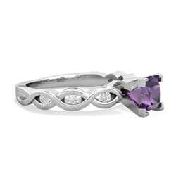 Amethyst Infinity 5Mm Square Engagement 14K White Gold ring R26315SQ