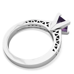 Amethyst Art Deco Engagement 6Mm Princess 14K White Gold ring R26356SQ