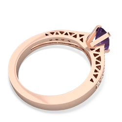 Amethyst Art Deco Engagement 7X5mm Oval 14K Rose Gold ring R26357VL