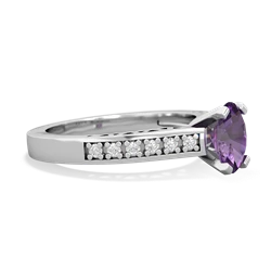 Amethyst Art Deco Engagement 7X5mm Oval 14K White Gold ring R26357VL