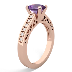 Amethyst Art Deco Engagement 8X6mm Oval 14K Rose Gold ring R26358VL