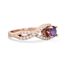 Amethyst Diamond Twist 5Mm Round Engagment  14K Rose Gold ring R26405RD