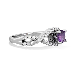 Amethyst Diamond Twist 5Mm Round Engagment  14K White Gold ring R26405RD