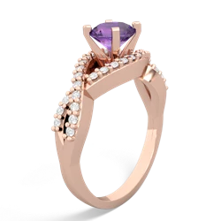 Amethyst Diamond Twist 6Mm Round Engagment  14K Rose Gold ring R26406RD