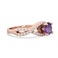 Amethyst Diamond Twist 6Mm Round Engagment  14K Rose Gold ring R26406RD