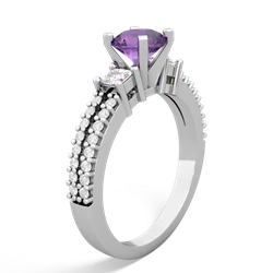 Amethyst Classic 6Mm Round Engagement 14K White Gold ring R26436RD