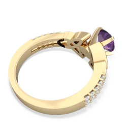 Amethyst Celtic Knot 6Mm Round Engagement 14K Yellow Gold ring R26446RD