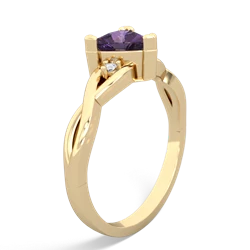 Amethyst Trillion Twist 14K Yellow Gold ring R2104