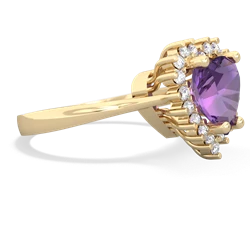 Amethyst Sparkling Halo Heart 14K Yellow Gold ring R0391