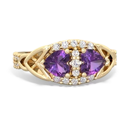 Amethyst Sparkling Celtic Knot 14K Yellow Gold ring R2645