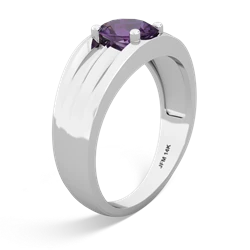 Amethyst Men's Two Lane 14K White Gold ring R0363