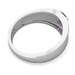 Amethyst Men's Two Lane 14K White Gold ring R0363