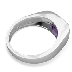 Amethyst Men's Emerald-Cut Bezel 14K White Gold ring R0410