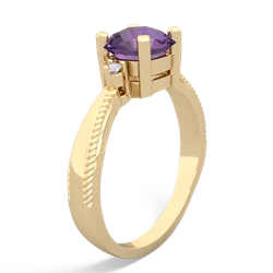 Amethyst Cushion Rope 14K Yellow Gold ring R2484