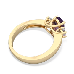 Amethyst Diamond Three Stone Oval Trellis 14K Yellow Gold ring R4024