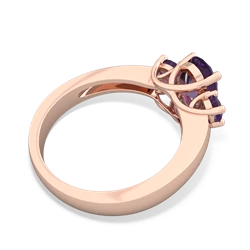 Amethyst Three Stone Oval Trellis 14K Rose Gold ring R4024