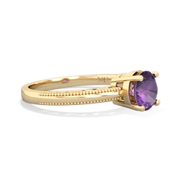 Amethyst Milgrain Filigree 14K Yellow Gold ring R5090