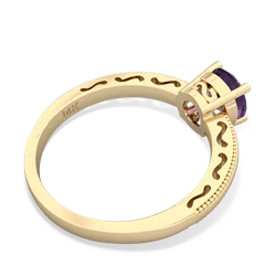 Amethyst Milgrain Filigree 14K Yellow Gold ring R5090