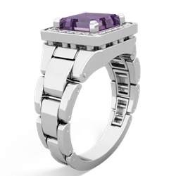 Amethyst Men's Watch 14K White Gold ring R0510