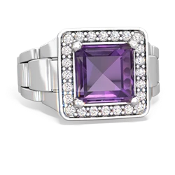 Amethyst Men's Watch 14K White Gold ring R0510